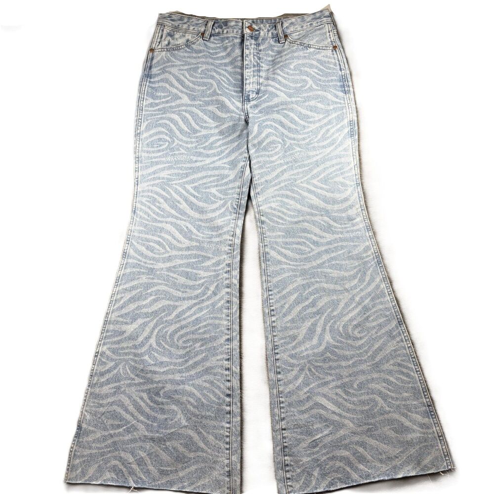 Wrangler Women Jeans Wanderer 622 High Rise Flare Zebra Print Denim 32x32 P285